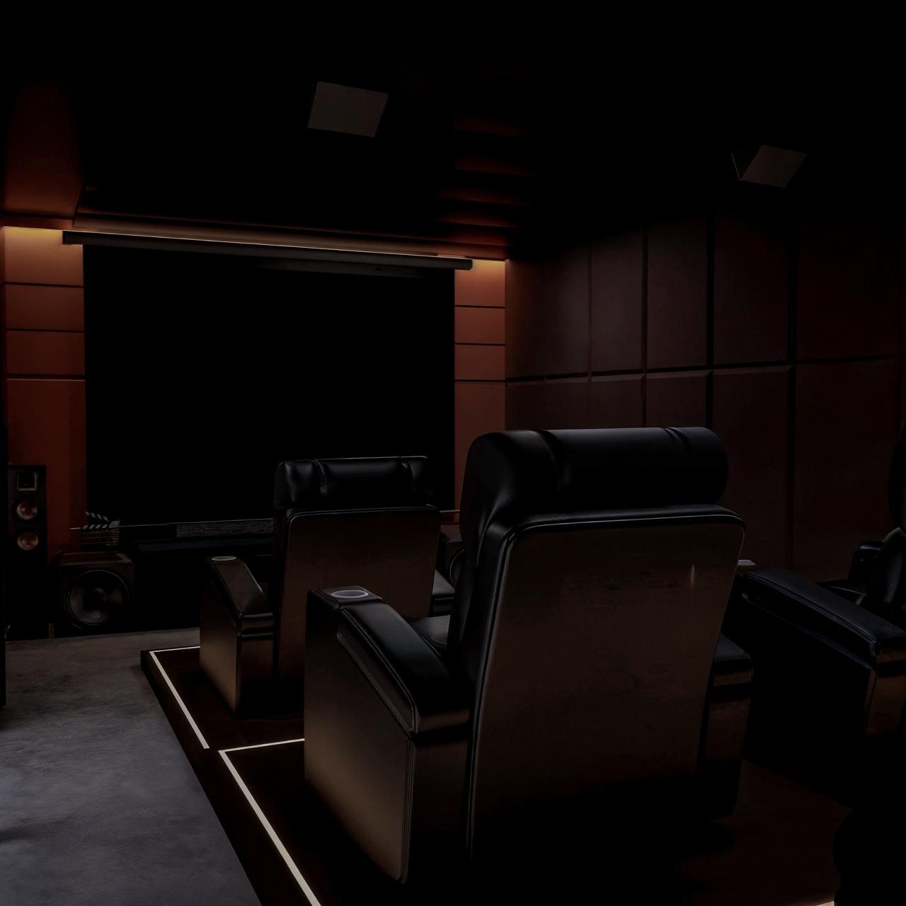 Sala de cine en casa — pantalla y proyección